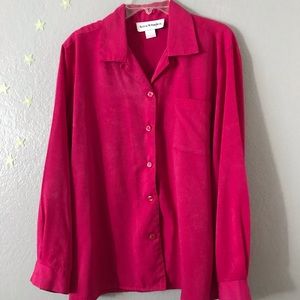 Hot pink button down blouse